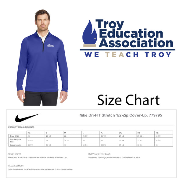 Troy Education Assoc. Nike Dri-FIT Stretch 1/2-Zip Cover-Up 779795 / Deep Royal Blue-Black