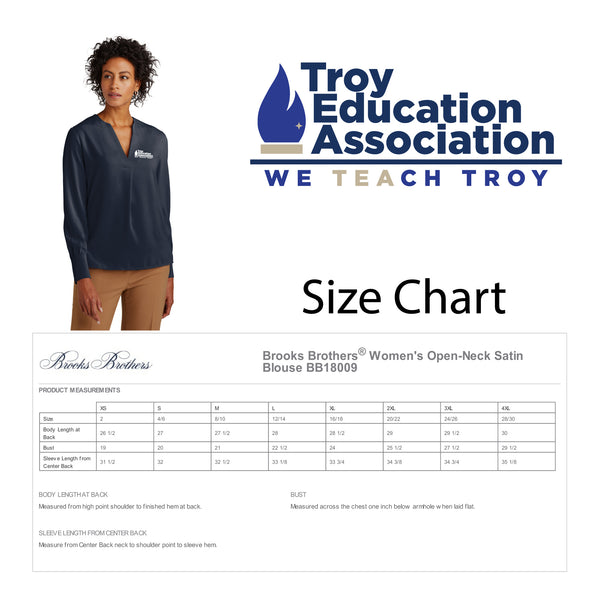Troy Education Assoc. Brooks Brothers® Women's Open-Neck Satin Blouse BB18009 / Night Navy