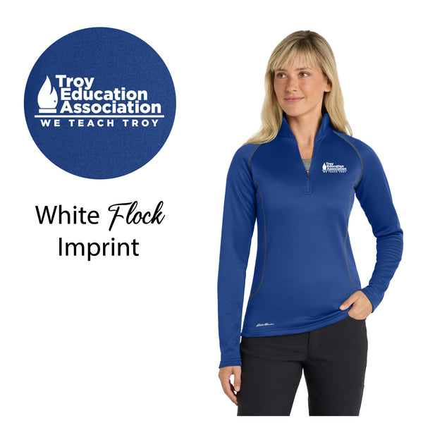 Troy Education Assoc. Eddie Bauer® Women's Smooth Mid Layer Fleece 1/2-Zip EB2370 / Cobalt Blue