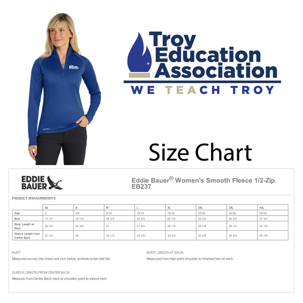 Troy Education Assoc. Eddie Bauer® Women's Smooth Mid Layer Fleece 1/2-Zip EB2370 / Cobalt Blue