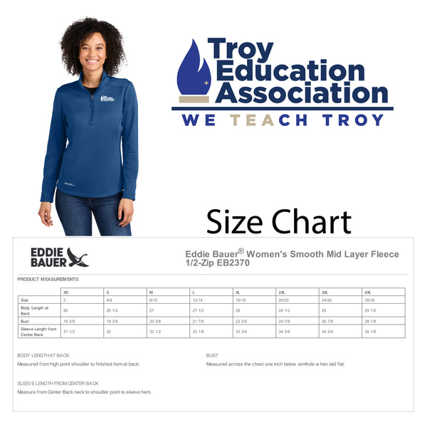 Troy Education Assoc. Women's Smooth Mid Layer Fleece 1/2-Zip EB2370 / Cobalt Blue