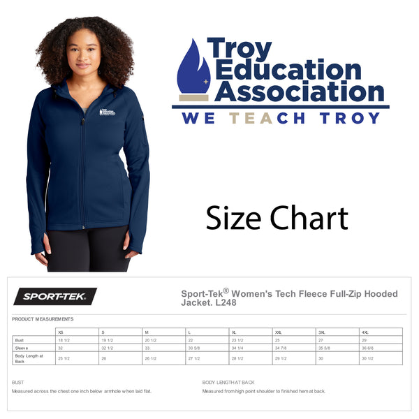 Troy Education Assoc. Sport-Tek® Women's Tech Fleece Full-Zip Hooded Jacket L248 / True Navy