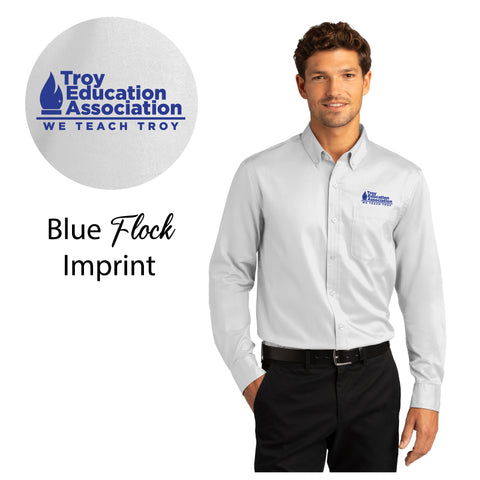 Troy Education Assoc. Port Authority® Long Sleeve SuperPro React™ Twill Shirt W808 / White