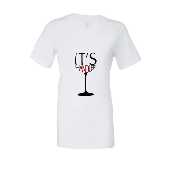 It's Handled Wine Glass Scandal Womens Relaxed Jersey V-Neck Tee / Olivia / Thursdays / Pope / Greys&Associates / Gladiators / ORIGINAL LABELSTOP DESIGN