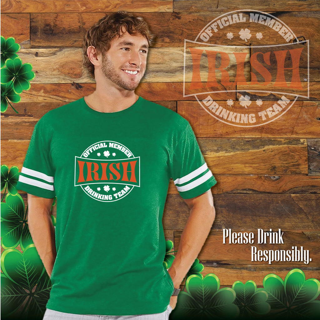 Official Member Irish Drinking Team Adult Football Fine Jersey Tee St Patrick's Day Drinking Team Shirt