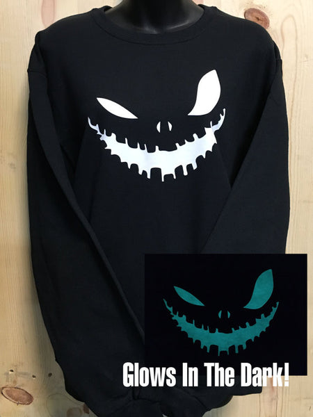 Spooky Halloween Face Crewneck / Glow In The Dark Scary Face / Halloween / Adult Sweatshirt / Halloween Face / Holidays / Halloween Crew