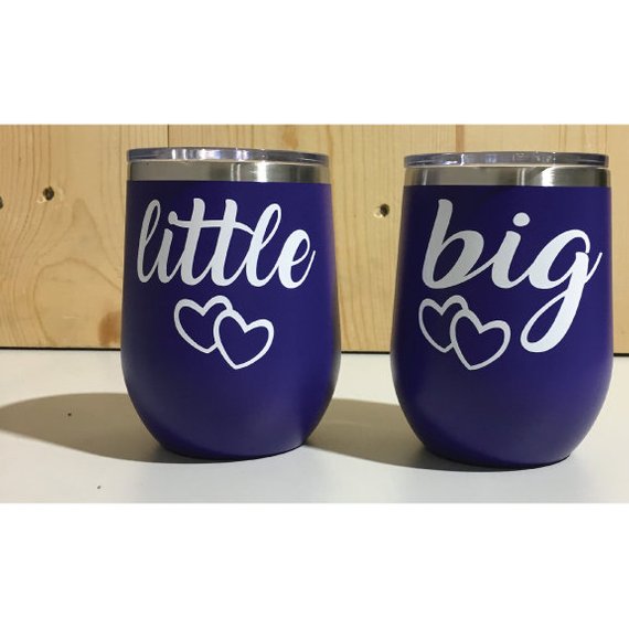 Little Big Sorority Sisters Matching 12oz. Vacuum Insulated Stemless Wine Tumbler Combo Set