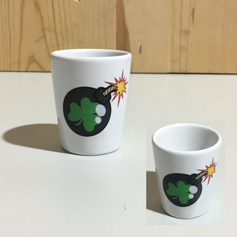 Irish Car Bomb Shamrock Sublimation Ceramic 2oz Shot Glass St. Patrick's Day Drinking Glass Barware