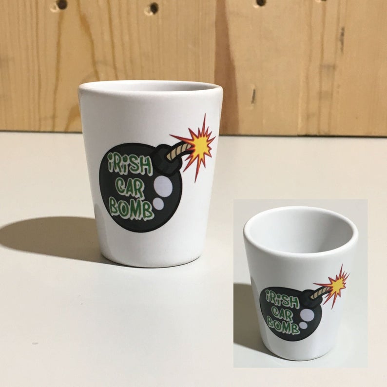 Irish Car Bomb Sublimation Ceramic 2oz Shot Glass St. Patrick's Day Drinking Glass Barware
