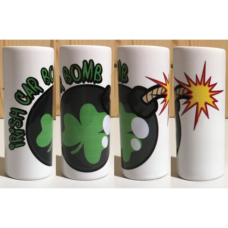 Irish Car Bomb Sublimation Shamrock Ceramic 3oz Shot Glass St. Patrick's Day Drinking Glass Barware