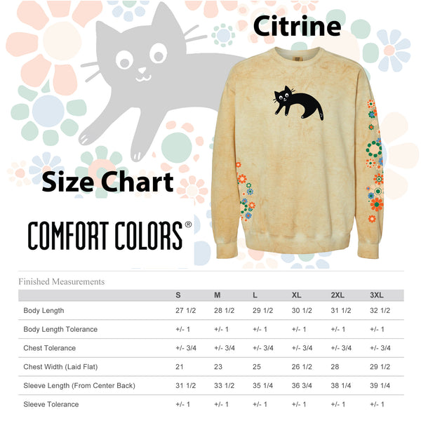 Cat Crewneck Sweatshirt / Flower Power / Comfort Colors / Black Cat Lovers / Cat Gift / Novelty Graphic Crew / Relaxed Fit / Sustainable