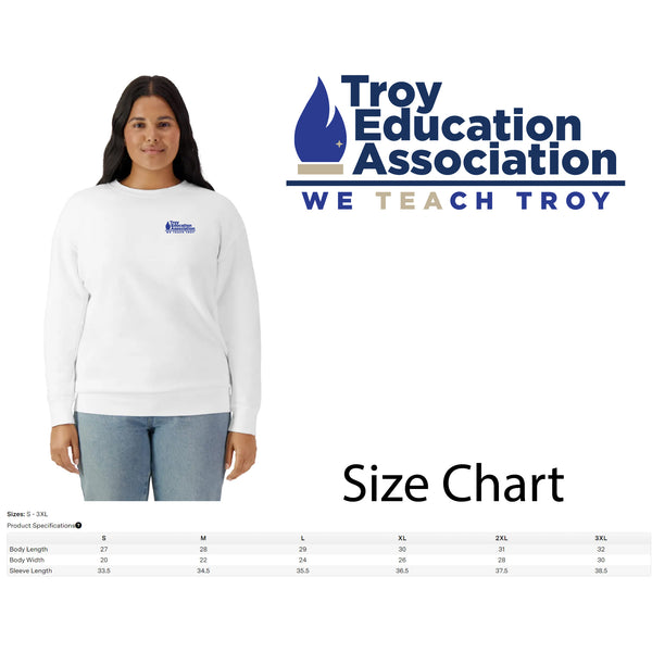 Troy Education Assoc. Comfort Colors - Garment-Dyed Lightweight Fleece Crewneck Sweatshirt 1466 / White