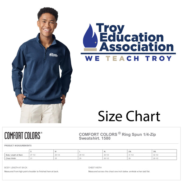 Troy Education Assoc. Comfort Colors - Garment-Dyed Quarter Zip Sweatshirt 1580 / True Navy