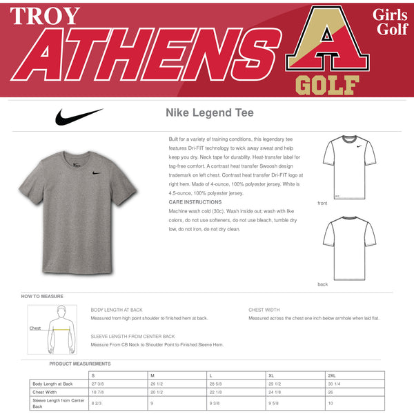 Troy Athens Girls Golf Fall 2023 Nike Legend Tee