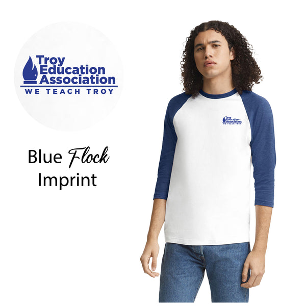 Troy Education Assoc. American Apparel - CVC Three-Quarter Sleeve Tee - 2003CVC / White-Heather Indigo