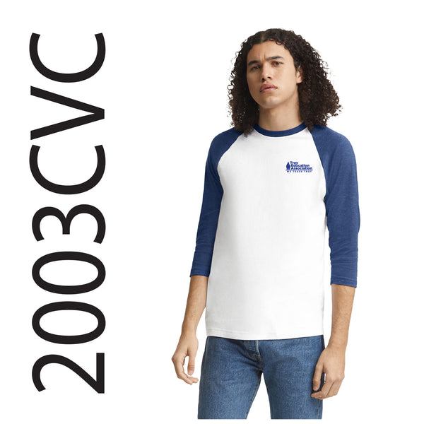 Troy Education Assoc. American Apparel - CVC Three-Quarter Sleeve Tee - 2003CVC / White-Heather Indigo