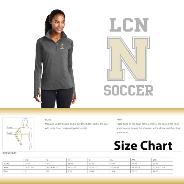 LCN Girls Soccer / Ladies 1/2 Zip Stretch Pullover / LST850 EMB