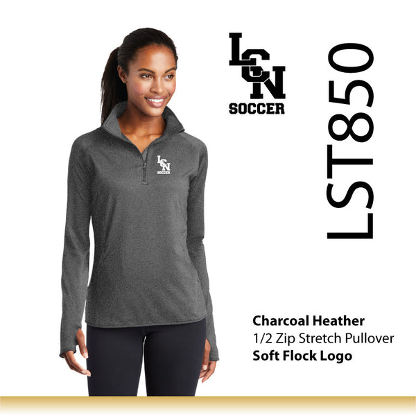 LCN Girls Soccer / Ladies 1/2 Zip Stretch Pullover / LST850