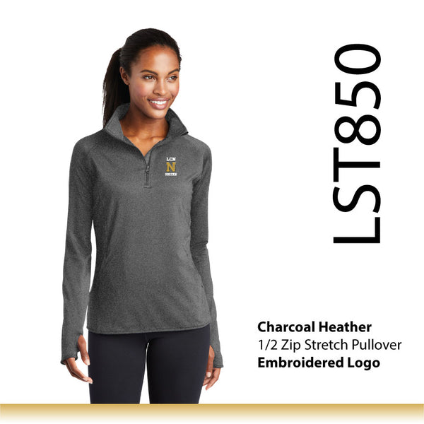 LCN Girls Soccer / Ladies 1/2 Zip Stretch Pullover / LST850 EMB