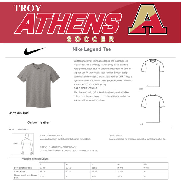 Troy Athens Boys Soccer Fall Nike Legend Tee