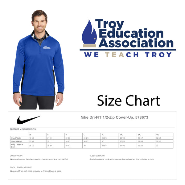 Troy Education Assoc. Nike Dri-FIT 1/2-Zip Cover-Up 578673 / Game Royal-Black-White