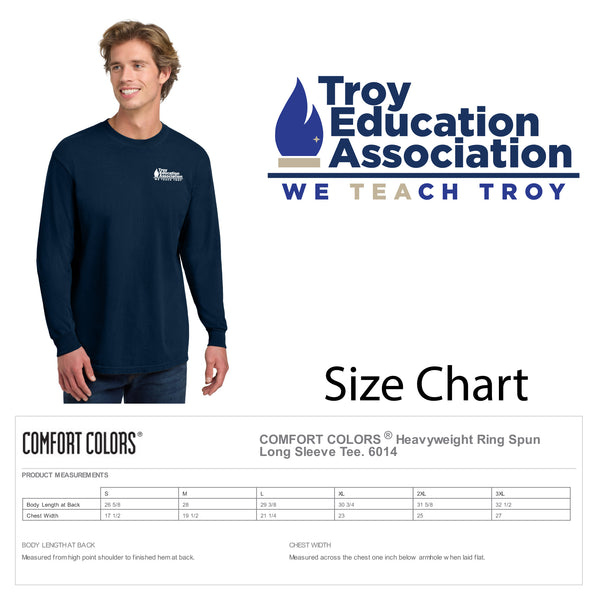 Troy Education Assoc. Comfort Colors - Garment-Dyed Heavyweight Long Sleeve T-Shirt 6014 / True Navy