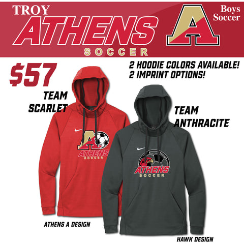 Troy Athens Boys Soccer Fall Nike Therma-FIT Pullover Fleece Hoodie