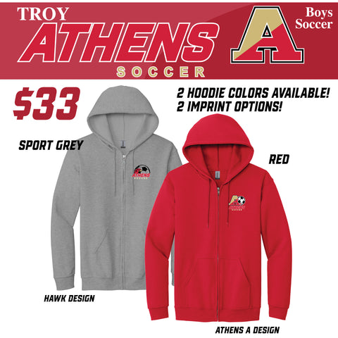 Troy Athens Boys Soccer Fall Gildan - Heavy Blend Full-Zip Hooded Sweatshirt