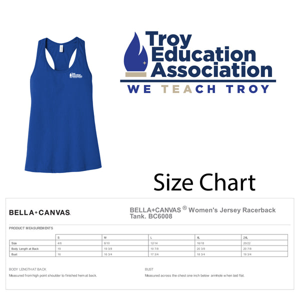 Troy Education Assoc. BELLA + CANVAS - Women's Jersey Racerback Tank BC6008 / True Royal