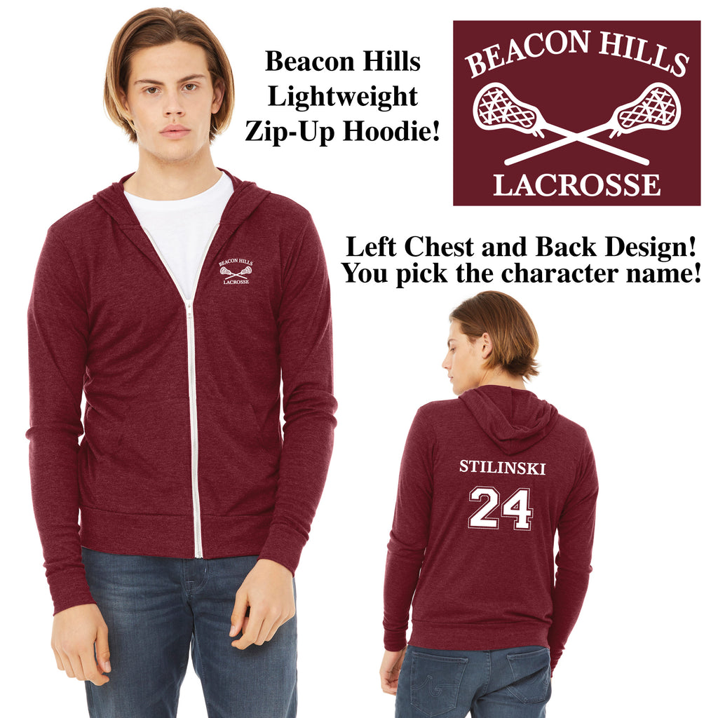 Beacon Hills Lacrosse Teen Wolf Unisex Triblend Lightweight Full-Zip Hoodie Tee / Teen Wolf / Werewolves / McCall Stilinski Lahey Dunbar Hale