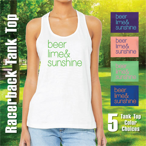 Beer Lime & Sunshine Summer Tank Top / Summer Vibes / Beachy / Happy Hour / Vacation Mode / Sustainable / Tropical Vibes / Beer Lover Gift