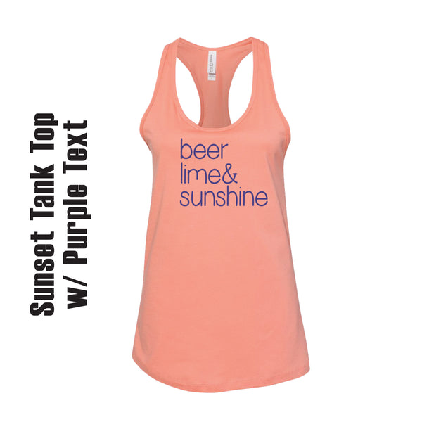 Beer Lime & Sunshine Summer Tank Top / Summer Vibes / Beachy / Happy Hour / Vacation Mode / Sustainable / Tropical Vibes / Beer Lover Gift