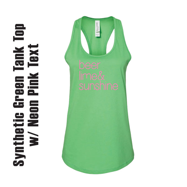 Beer Lime & Sunshine Summer Tank Top / Summer Vibes / Beachy / Happy Hour / Vacation Mode / Sustainable / Tropical Vibes / Beer Lover Gift