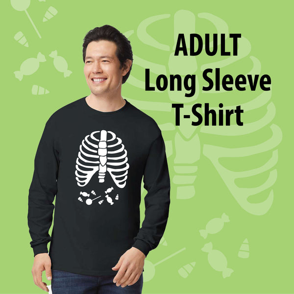 Candy Ribs "GLOW in the Dark" Long Sleeve T-shirt/ Trick or treat/ Halloween Party/ Skeleton Fun/ Adults, Kids, Infant/ Family Novelty Fun