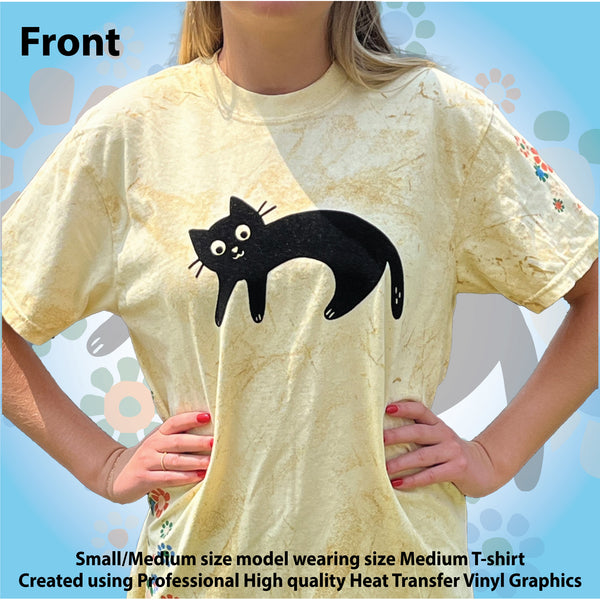 Cat T-Shirt / Flower Power / Comfort Colors / Black Cat Lovers / Cat Gift / Novelty Graphic TShirt / Soft Washed / Sustainable / Color Blast