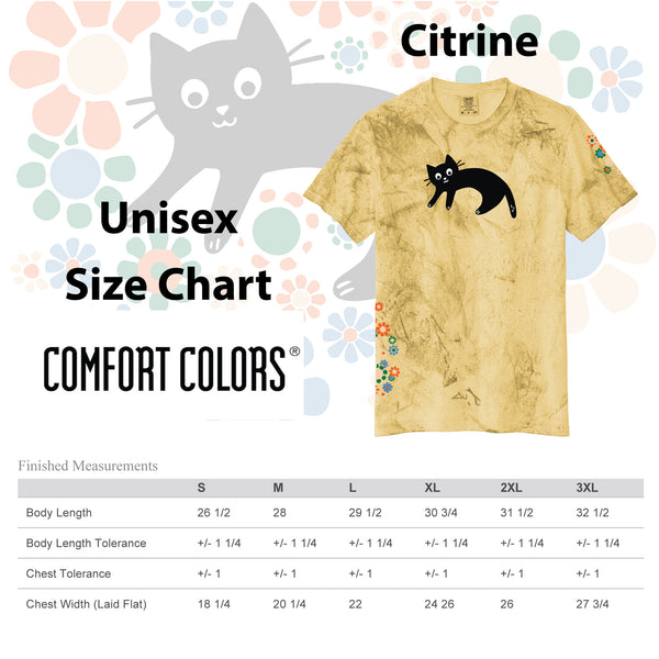 Cat T-Shirt / Flower Power / Comfort Colors / Black Cat Lovers / Cat Gift / Novelty Graphic TShirt / Soft Washed / Sustainable / Color Blast