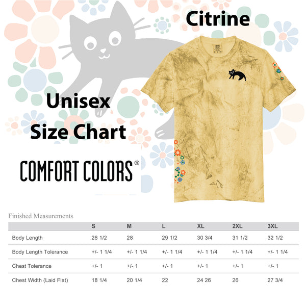 Cat T-Shirt / Flower Power / Comfort Colors / Black Cat Lovers / Cat Gift / Novelty Graphic TShirt / Soft Washed / Sustainable / Color Blast