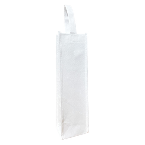 13 1/2" x 4" White Sublimatable Wine Bag with 3 1/2" Gusset