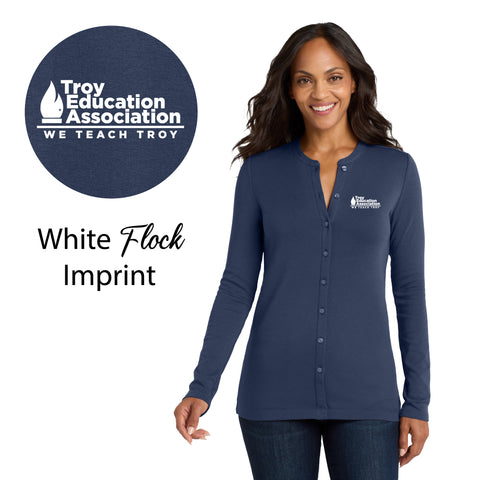 Troy Education Assoc. Port Authority® Women's Concept Stretch Button-Front Cardigan. LM1008 / Dress Blue Navy