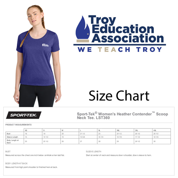 Troy Education Assoc. Sport-Tek® Women's Heather Contender™ Scoop Neck Tee. LST360 / Cobalt Heather