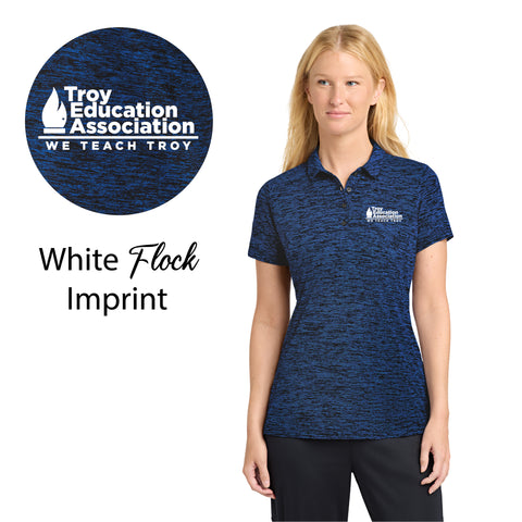 Troy Education Assoc. Sport-Tek® Women's PosiCharge® Electric Heather Polo. LST590 / Dark Royal/Black Electric