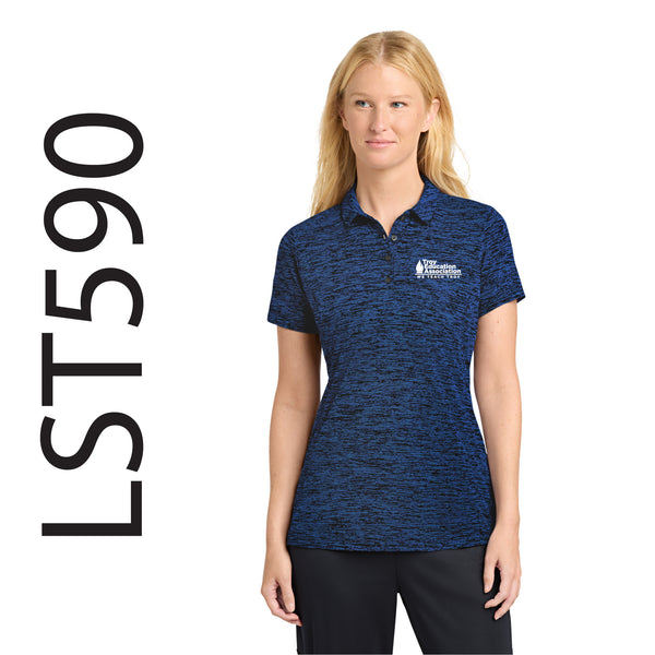 Troy Education Assoc. Sport-Tek® Women's PosiCharge® Electric Heather Polo. LST590 / Dark Royal/Black Electric