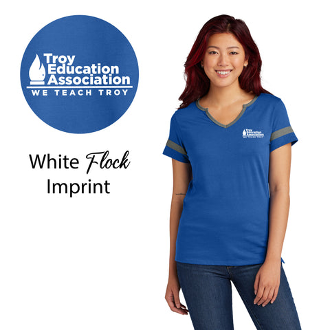Troy Education Assoc. Sport-Tek® Women's Halftime Notch Neck Tee. LST6041 / True Royal/Vintage Heather