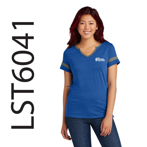 Troy Education Assoc. Sport-Tek® Women's Halftime Notch Neck Tee. LST6041 / True Royal/Vintage Heather