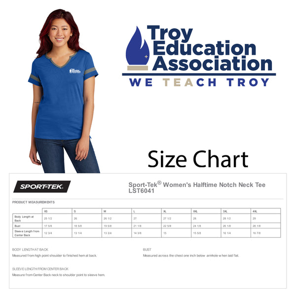 Troy Education Assoc. Sport-Tek® Women's Halftime Notch Neck Tee. LST6041 / True Royal/Vintage Heather