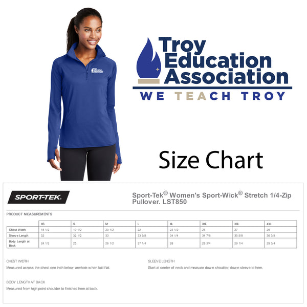 Troy Education Assoc. Sport-Tek Ladies Sport-Wick Stretch 1/4-Zip Pullover LST850