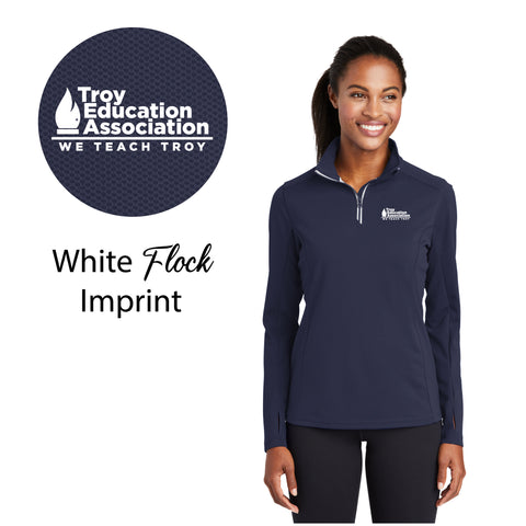 Troy Education Assoc. Sport-Tek® Women's Sport-Wick® Textured 1/4-Zip Pullover LST860 / True Navy