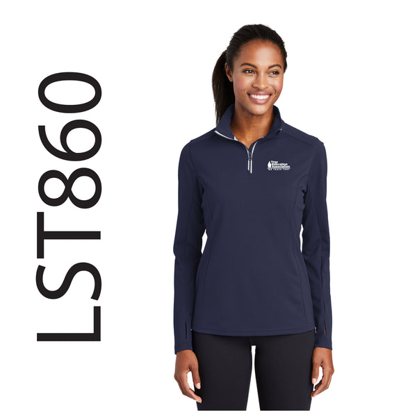 Troy Education Assoc. Sport-Tek® Women's Sport-Wick® Textured 1/4-Zip Pullover LST860 / True Navy