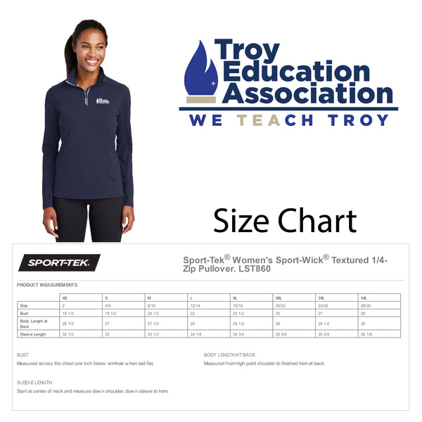 Troy Education Assoc. Sport-Tek® Women's Sport-Wick® Textured 1/4-Zip Pullover LST860 / True Navy