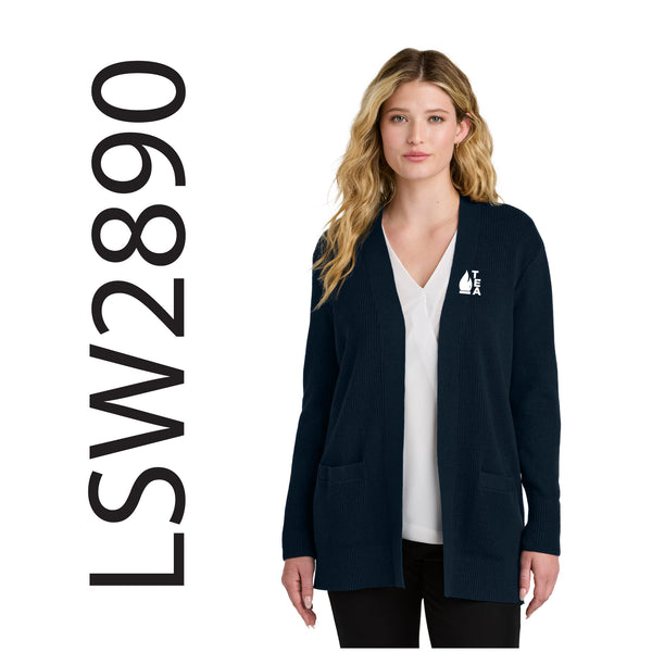 Troy Education Assoc. Port Authority® Women's Easy Care Open-Front Cardigan Sweater LSW2890 / River Blue Navy